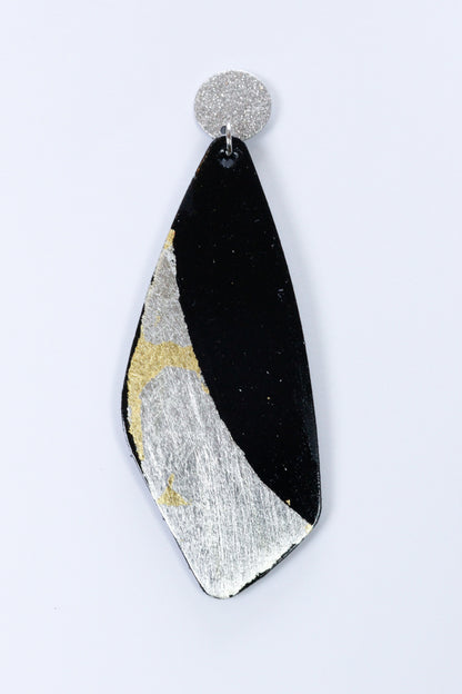 Cercei unicat cu foite de aur aplicate