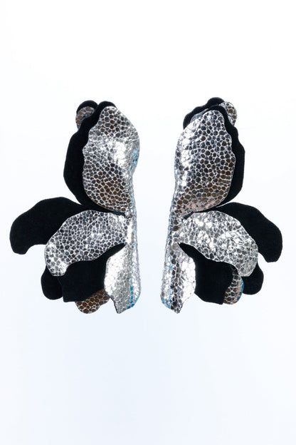 Cercei unicat - Argintiu cu negru