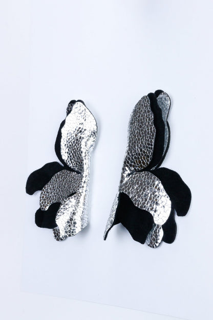 Cercei unicat - Argintiu cu negru