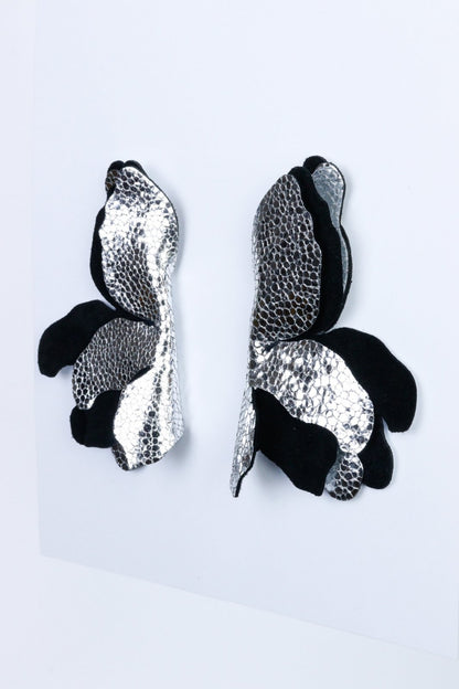 Cercei unicat - Argintiu cu negru