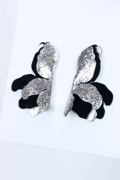 Cercei unicat - Argintiu cu negru