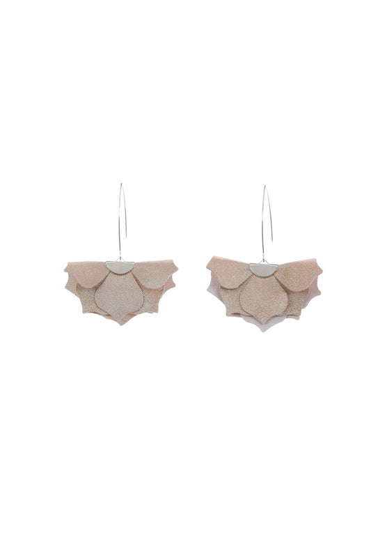 Cercei Urban Petals - Bej cu sclipici