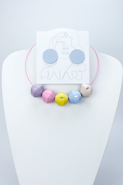 Pastel Sunset - Colier + cercei (599) din piele