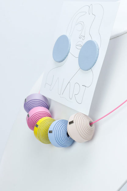 Pastel Sunset - Colier + cercei (599) din piele