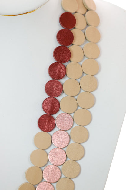 Colier cercuri - Bej + Roz