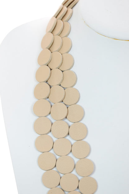 Colier cercuri - Bej + Roz