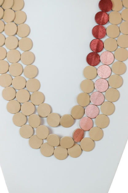 Colier cercuri - Bej + Roz