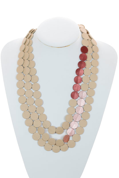 Colier cercuri - Bej + Roz