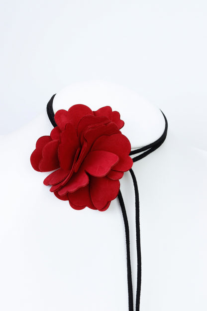 Colier choker floare - Rosu