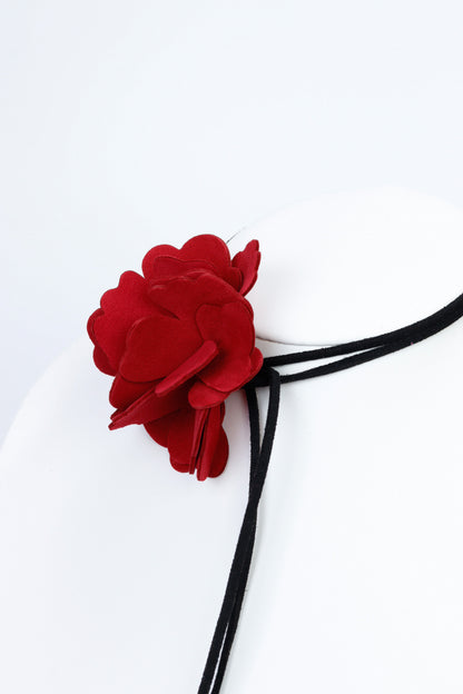 Colier choker floare - Rosu