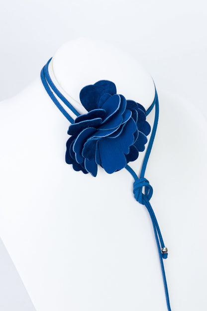 Colier choker floare - Albastru