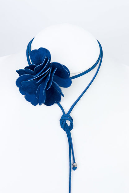 Colier choker floare - Albastru