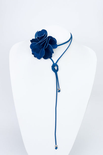Colier choker floare - Albastru