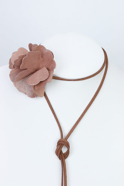 Colier choker floare - Bej cu sclipici