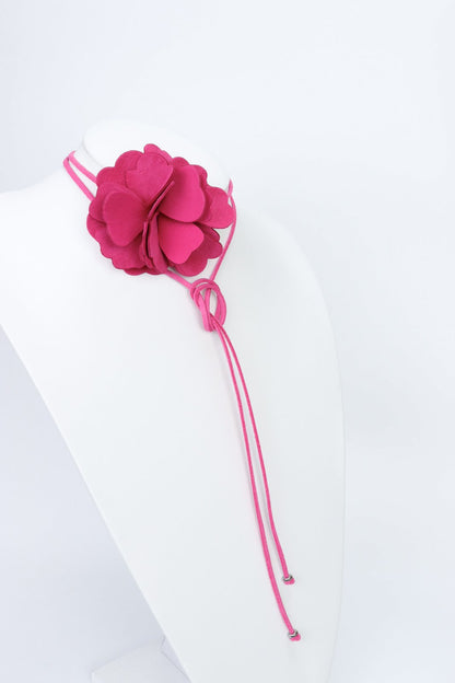 Colier choker floare - Fuchsia