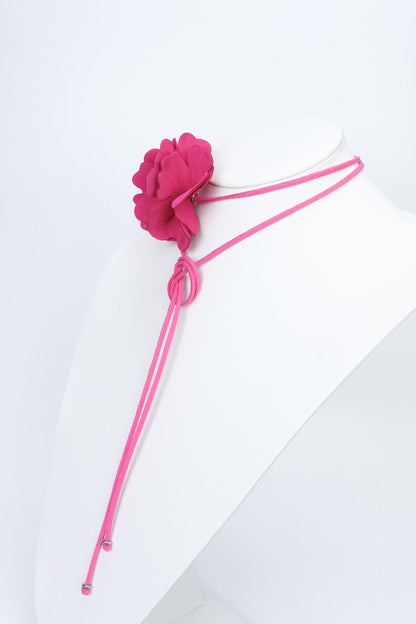 Colier choker floare - Fuchsia