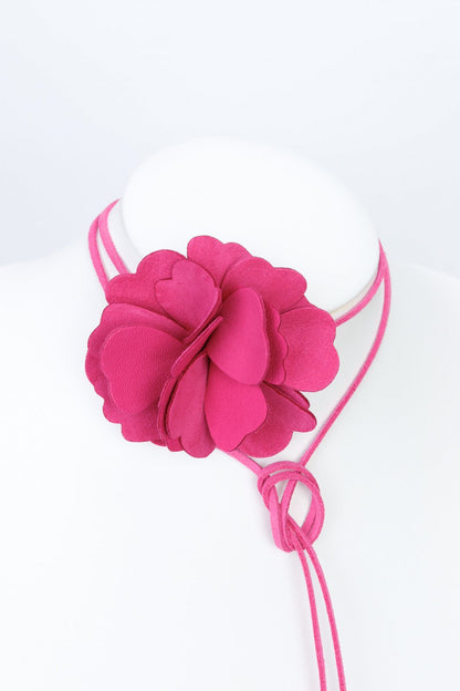 Colier choker floare - Fuchsia