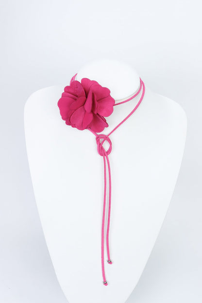 Colier choker floare - Fuchsia