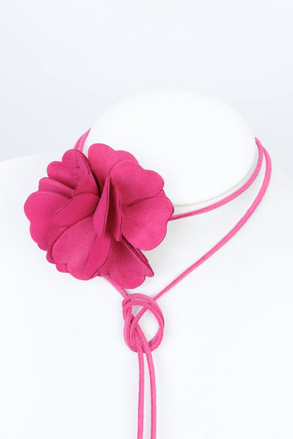Colier choker floare - Fuchsia