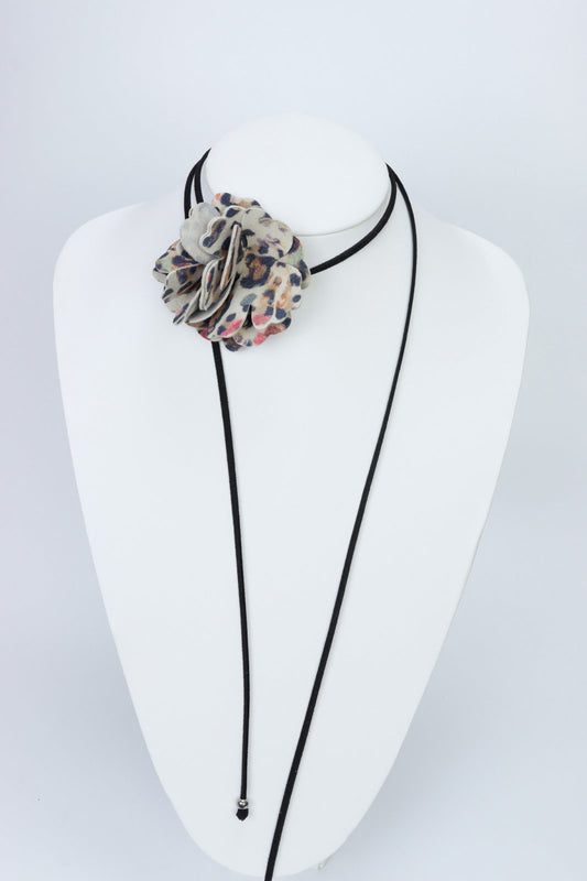 Colier choker floare - Animal print color