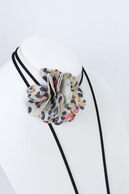 Colier choker floare - Animal print color