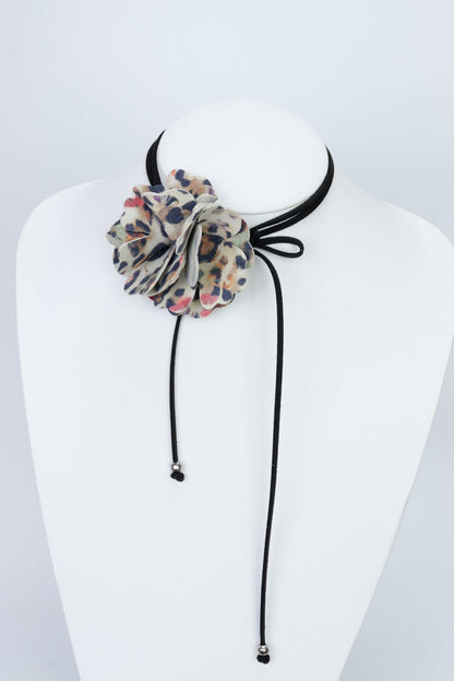 Colier choker floare - Animal print color