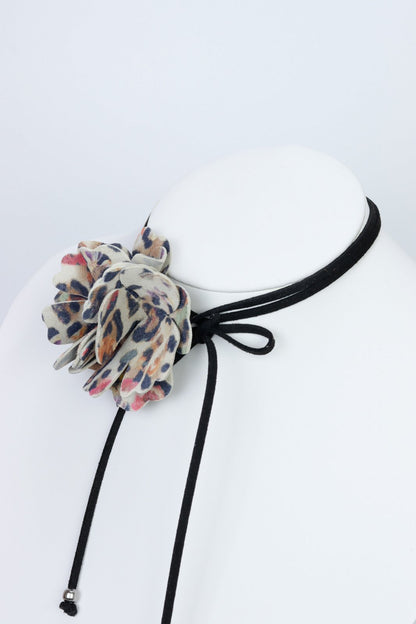 Colier choker floare - Animal print color