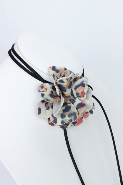 Colier choker floare - Animal print color