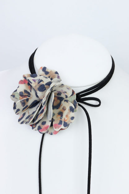 Colier choker floare - Animal print color