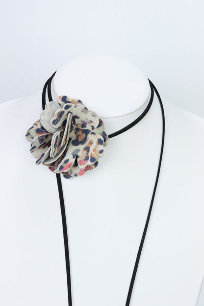 Colier choker floare - Animal print color