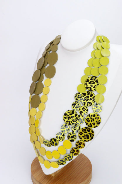 Colier din piele cu cercei geometrici, unicat