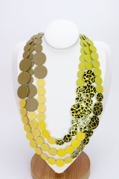 Colier din piele cu cercei geometrici, unicat