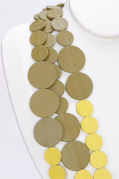 Colier din piele cu cercei geometrici, unicat