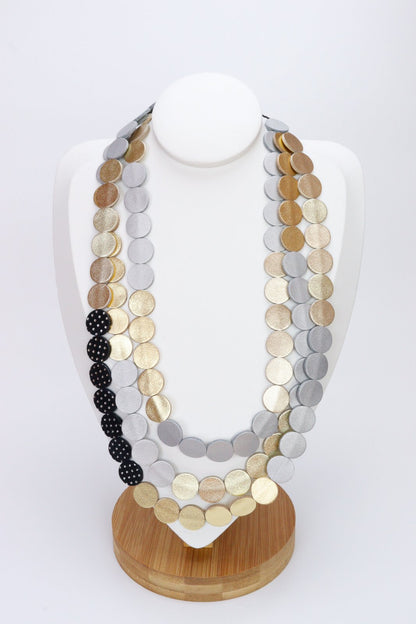 Colier din piele cu cercei geometrici, unicat