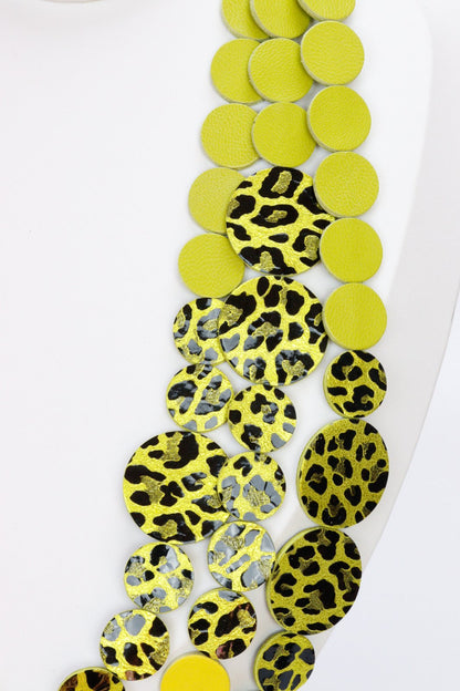 Colier din piele cu cercei geometrici, unicat