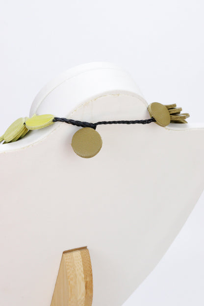 Colier din piele cu cercei geometrici, unicat