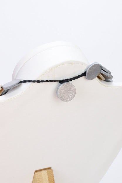 Colier din piele cu cercei geometrici, unicat