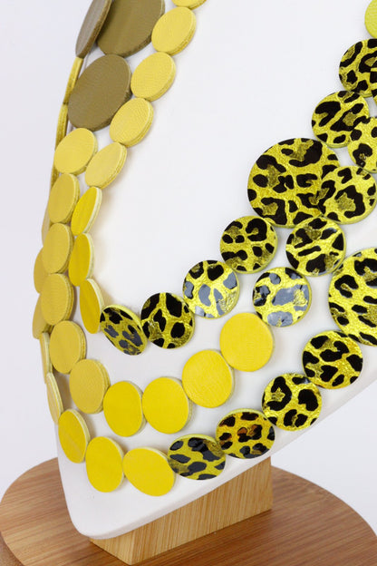 Colier din piele cu cercei geometrici, unicat