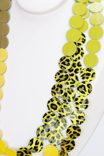 Colier din piele cu cercei geometrici, unicat