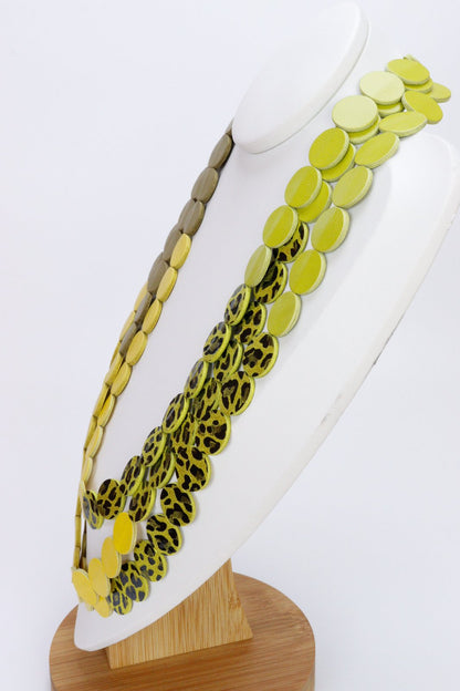 Colier din piele cu cercei geometrici, unicat