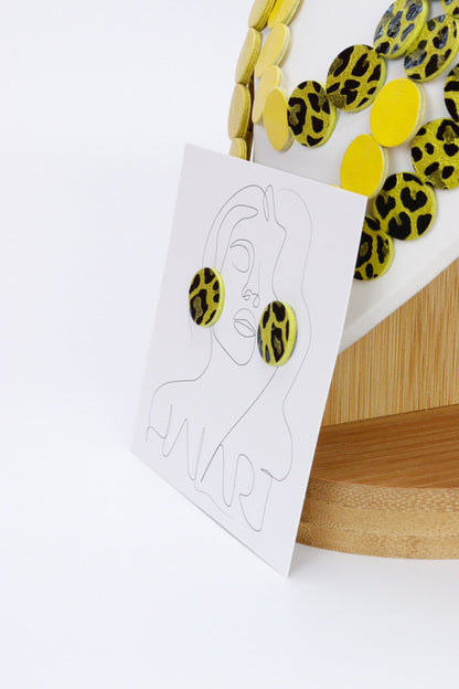 Colier din piele cu cercei geometrici, unicat