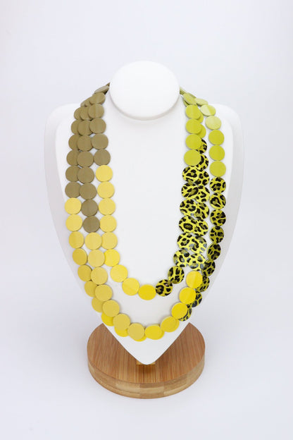 Colier din piele cu cercei geometrici, unicat