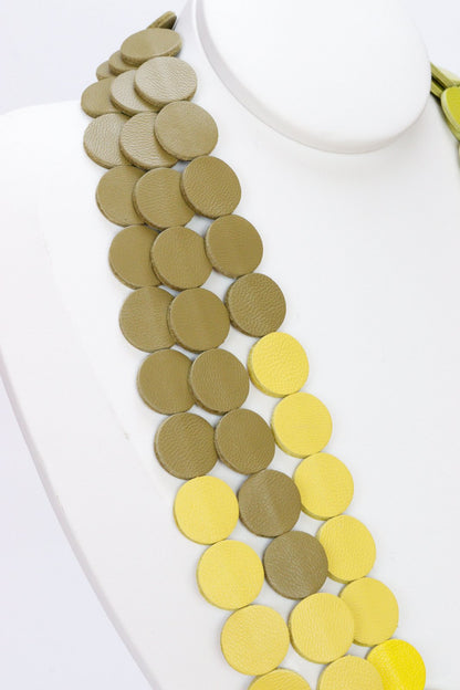 Colier din piele cu cercei geometrici, unicat