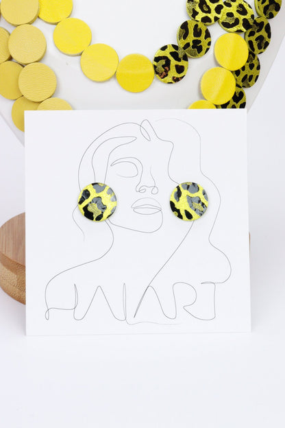 Colier din piele cu cercei geometrici, unicat