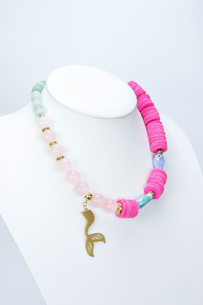 Colier cu piele naturala si pietre semipretioase