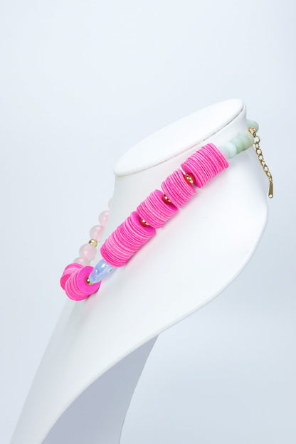 Colier cu piele naturala si pietre semipretioase