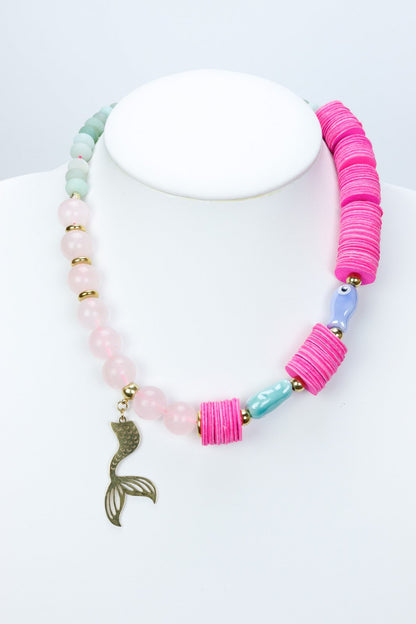 Colier cu piele naturala si pietre semipretioase