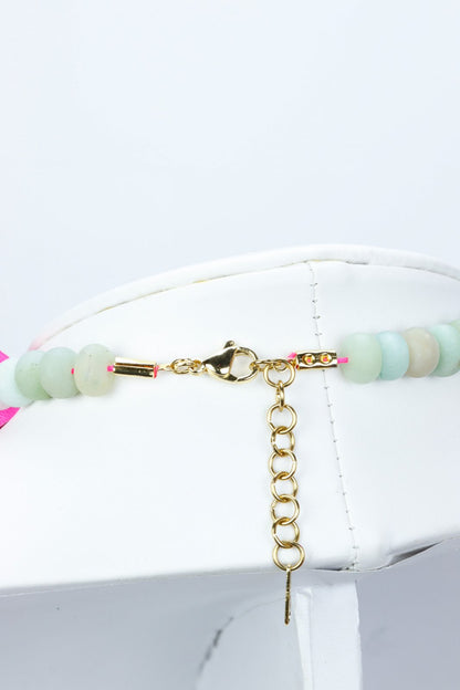 Colier cu piele naturala si pietre semipretioase