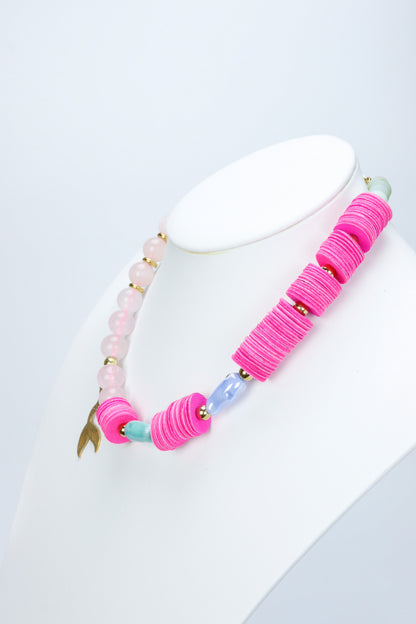 Colier cu piele naturala si pietre semipretioase