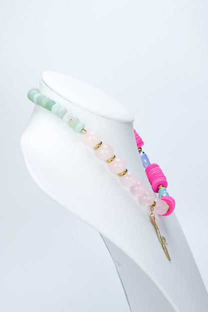 Colier cu piele naturala si pietre semipretioase